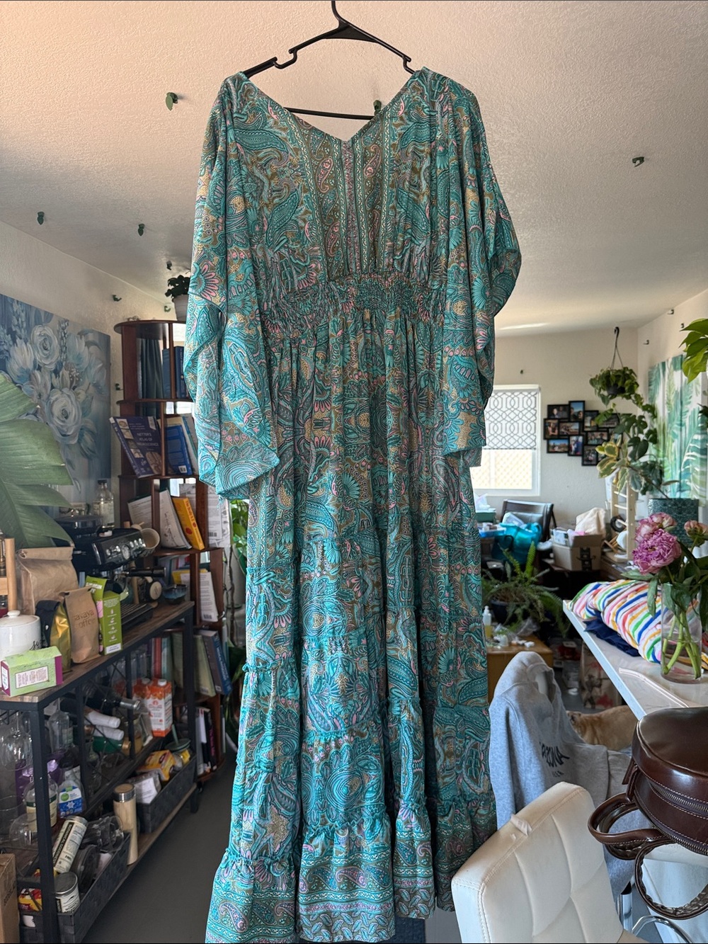 Anthropologie Teal Paisley Maxi Dress - Picture 4 of 5